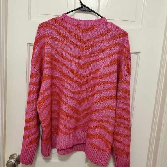 NINE West Zebra Print Chunky knit Sweater size XL, colorful - Picture 6 of 10